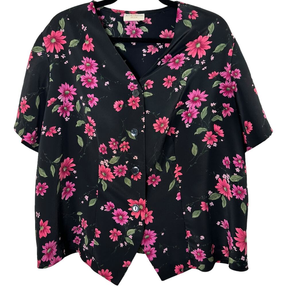 Vintage 90s Floral Button Up Blouse Plus Size 1X